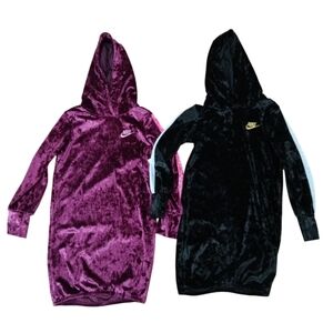 Nike Velvet Hooded Dresses - Purple and Black